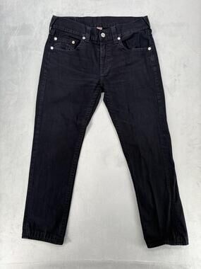 True Religion Jeans Unisex 34 Gray Section Skinny Slim Fit Dark Wash Horseshoe